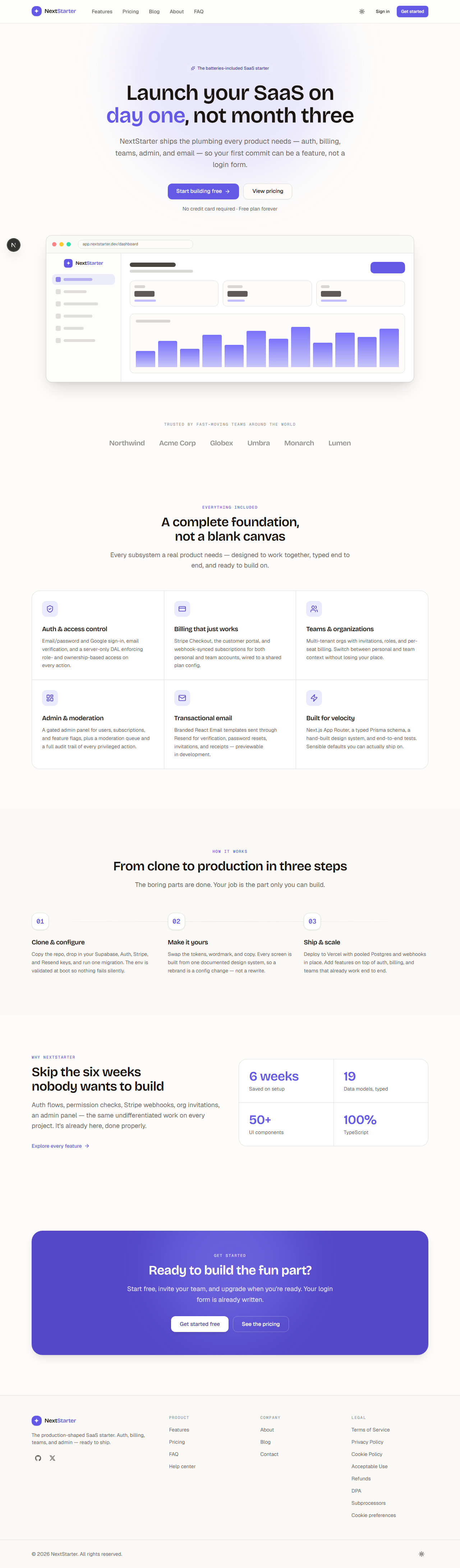 NextStarter — Production-Ready SaaS Starter (Next.js 16 · Supabase · Stripe) screenshot 1
